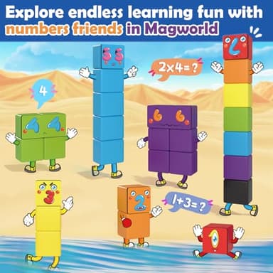 Magnetic Blocks World Building Blocks Edition, STEM Educational Montessori Sensory Learning Toddlers Toys for 3 4 5 Year Old Boys Girls, Number Games 1-10, Birthday Gifts for 3-5 4-8 Year Old Kids - Image 2