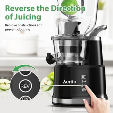 Aeitto Cold Press Juicer, Juicer Machines with Large Feed Chute, Large Capacity, Slow Masticating Juicer for Fruits and Vegetables, Self Feeding for Juice Extractor,BPA-Free, Black - Image 3