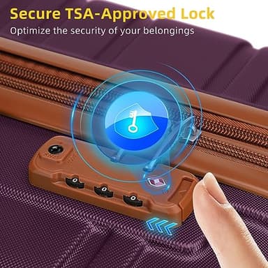 LARVENDER Luggage Sets 6 Piece, Expandable Hardside Carry on Suitcase Set with Spinner Wheels, Lightweight Rolling Luggage Sets for Women with TSA Lock, Purple - Image 3