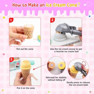 Meland Ice Cream Toy - Wooden Ice Cream Play Set with Aprons, Pretend Play Toys with Play Food, Wooden Play Store Toys for Toddlers, Kids Toys & Gift for Girls Boys Age 3 4 5 6 7 Years Old - Image 4