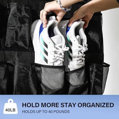 Teikou 35Large Pockets Over The Door Shoe Organizer, Mesh Pockets Shoe Holder Rack, Capacity Shoe Hanging Storage，door shoe rack With 4 Metal Hook. - Image 3
