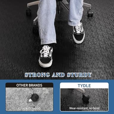 Office Chair Mat, TYDLE 50" x 65" Large Chair Mat for Hard Floor, Vinyl Chair Mat for Gaming Chairs, Slip Resistant Floor Protector Rolling Computer Desk Mat for Hardwood Floor, Black - Image 6