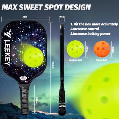 LEEKEY Pickleball Paddles Set of 2 - USAPA Approved Fiberglass Pickleball Racket, Racquet Made of Polypropylene Honeycomb Core,Lightweight Design Pickleball Paddles for Men Women Beginners - Image 5