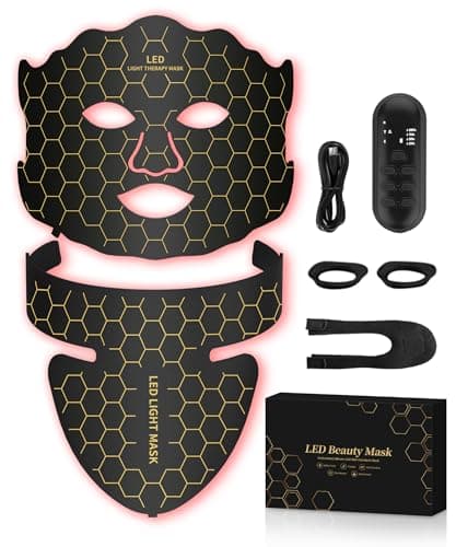 Yahi LED Face Mask Light Therapy, Red Light Therapy for Face, 7-1 Colors LED Facial Skin Care Mask, 175 High-Density Light Beads, Black - Image 1