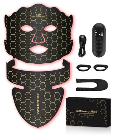 Yahi LED Face Mask Light Therapy, Red Light Therapy for Face, 7-1 Colors LED Facial Skin Care Mask, 175 High-Density Light Beads, Black - Image 1