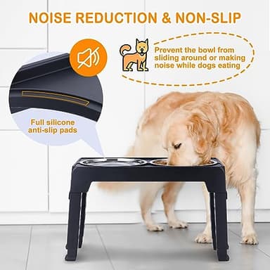 LALOBLUE Elevated Dog Bowls, Raised Dog Bowl with 2 Stainless Steel Dog Food Bowls, Dog Bowls Stand Adjusts to 5 Heights 2.95", 8.46", 9.65", 10.82", 12.01" for Small Medium Large Dogs Cats Pets,Black - Image 4