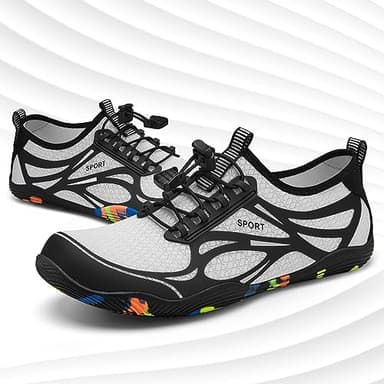 Water Shoes for Men Women River Shoes Adult Swim Beach Lake Pool Aqua Socks Barefoot Quick Dry for Hiking Surfing Kayaking Cruise Ship Essentials Size Women 8.5 / Men 7(White) - Image 5