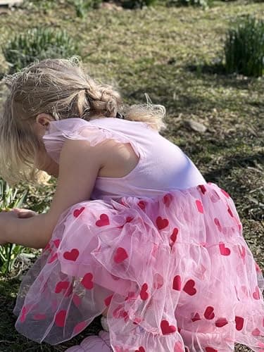 Arshiner Toddler Tulle Dress Little Girls Pink Heart Tutu Dresses Ruffle Tiered Swing Twirly Summer Sundress Size 6 - Image 7