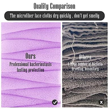 TENSTARS 12 Pack Premium Washcloths Set - Quick Drying- Soft Microfiber Coral Velvet Highly Absorbent Wash Clothes - Multipurpose Use as Bath, Spa, Facial, Fingertip Towel (Purple) - Image 3