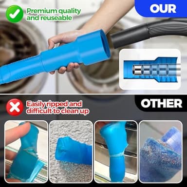 Holikme 2 Pieces Dryer Vent Cleaner Kit, Dryer Lint Vacuum Attachment and Flexible Dryer Lint Brush, Dryer Vent Vacuum Hose Attachment,Blue - Image 2