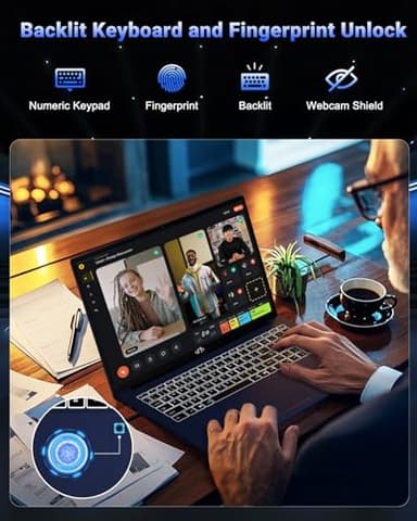 NIMO 17.3" IPS FHD-Gaming-Laptop, AMD Ryzen 7 8745HS 32GB DDR5 RAM 1TB SSD (8C/16T, up to 4.9GHz) Radeon 780M Graphics Business Computer with 100W Type-C Backlit Keyboard, Fingerprint USB-C 4.0 - Image 6