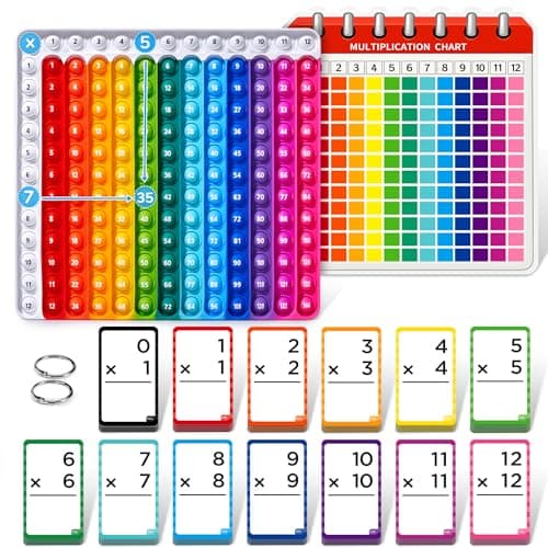 JoyCat Multiplication Flash Cards + Chart- 156 Hole Punched Math Game Flashcards for Kids Ages 8 and Up, Times Table Manipulatives for Preschoolers 3rd,4th,5th,6th Grade - Image 1