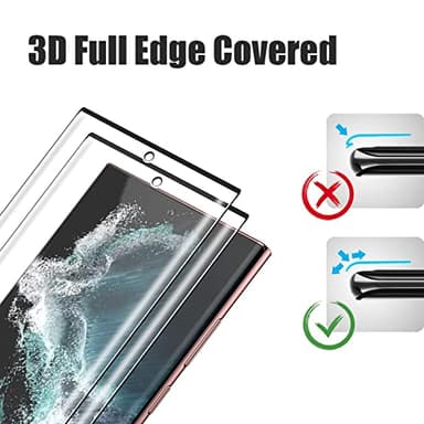 [2+2Pack] Galaxy S22 Ultra Screen Protector Tempered Glass + Camera Lens [9H Hardness][Compatible Fingerprint] 3D Curved HD Clear Glass Film For Samsung Galaxy S22 Ultra Screen Protector (6.8") - Image 6