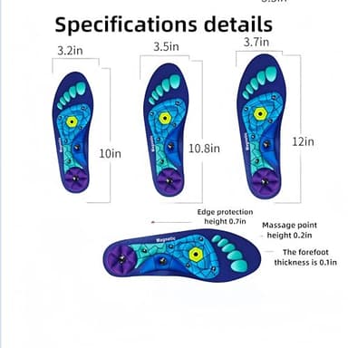 Magnetic Acupressure Insoles for Foot Comfort & Arch Support – Relieves Foot Fatigue, Includes Breathable Socks for All-Day Wear, Ideal for Work Boots, Sneakers, Walking & Standing (Blue, M/8-11) - Image 3