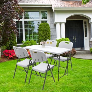 Lakhow 122CZ Folding Table 4-Foot Portable Small Table Semi Practical Table Small Indoor and Outdoor Adjustable Height with Handle Folding Table, Camping and Gathering - Image 9