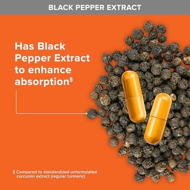 Qunol Turmeric Curcumin with Black Pepper, 2250mg Turmeric Extract with 95% Curcuminoids, Extra Strength Turmeric Supplement, Enhanced Absorption, Joint Support Supplement, 90 Vegetarian Capsules - Image 8