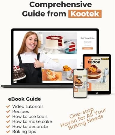 Kootek 71PCs Cake Decorating Kit, Baking Supplies Tools - Includes Cake Stand Turntable, 12 Icing Piping Tips Set, 2 Frosting Spatulas, 3 Scrapers, 50+2 Piping Bags, Coupler, Video Tutorial, Booklet - Image 5