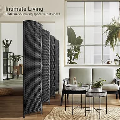 Sorbus 8 Panel Room Divider 6 ft. Tall - Privacy Screen, Extra Wide Double Hinged Panels, Mesh Hand-Woven Design, Partition Room Dividers and Folding Privacy Screens, Wall Divider for Room Separation - Image 3
