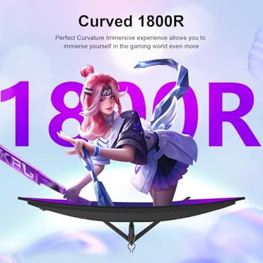 DJiEX 27 inch Curved Monitor 100Hz Computer MonitorFHD 1080p,HDR,99% sRGB,1800R,VESA Compatible,for Tablet,Desktop,Narrow Bezels on Three Sides, Blue Light Filter,Laptop and PC Work Gaming - Image 2