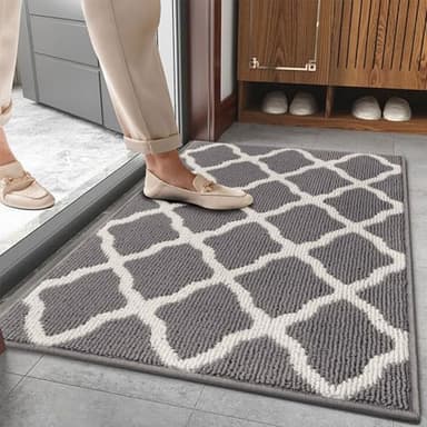 SHACOS Door Mats 20"x32" Indoor Washable Kitchen Entryway Rug Non Slip Absorbent Floor Mat for Home Entrance Garage, Light Gray - Image 1