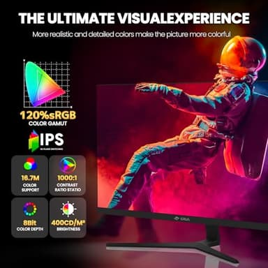 CRUA 27Inch Gaming Monitor, IPS 360Hz Computer Monitor FHD(1920 * 1080P), 120% sRGB, PC Monitor That Compatible AMD Freesync, HDMI 2.0 & DP 1.4, Support Wall Mountable Installs-Black - Image 4
