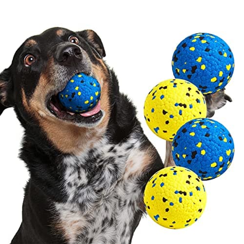 Kimee Dog Balls Tennis Ball Toys Dog Toys for Aggressive Chewers Durable Teething Chew Toys Water Toy Fetch Ball for Large Medium Small Dog and Puppies (4 Balls) - Image 1