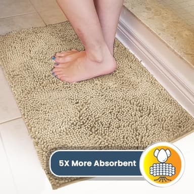 Muddy Mat® AS-SEEN-ON-TV Highly Absorbent Microfiber Door Mat and Pet Rug, Non Slip Thick Washable Area and Bath Mat Soft Chenille for Kitchen Bathroom Bedroom Indoor and Outdoor - Beige XXXL 72"X48" - Image 4