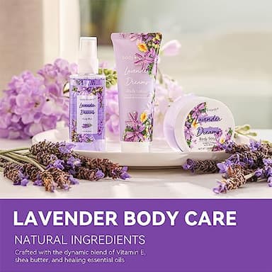BODY & EARTH Body Mist Gift Set - Spa Gifts for Women, Perfume, Body Lotion, and Body Scrub in a Lavender Dreams Box- Perfect Birthday Gifts for Moms, and Special Occasions,Unique Gift Ideas for Her - Image 3