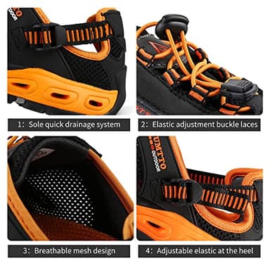 HUMTTO Men's Amphibious Water Shoes - Outdoor Hiking Sandals for Men Summer Non-Slip Quick Drying Water Sandals River Shoes 10.5 Black - Image 3