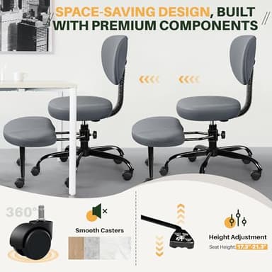 Primy Criss Cross Office Chair - ADHD Cross Legged Chair with Wheels - Adjustable Height Ergonomic Kneeling Desk Chairs for Meditation Yoga Home Office with Backrest, 360°Rotating Footrest -Dark Gray - Image 8