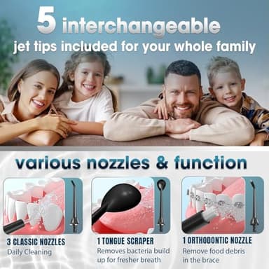 Nicwell Water Dental Flosser Teeth Pick - Cordless Portable 4 Modes Rechargeable Flossers Oral Irrigator IPX7 Waterproof Travel Gum Floss Cleaner Deep Cleaning Flossing Picks for Home Daily Shower - Image 6
