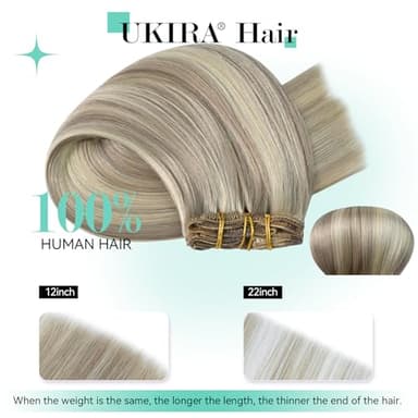 Ukira Ash Blonde Hair Extensions Real Human Hair, 22 Inch 75g 7pcs 18/613 Mixed Bleach Blonde Clip in Hair Extensions Human Hair, Soft Natural Straight Remy Human Hair Clip in Extensions for Women - Image 3