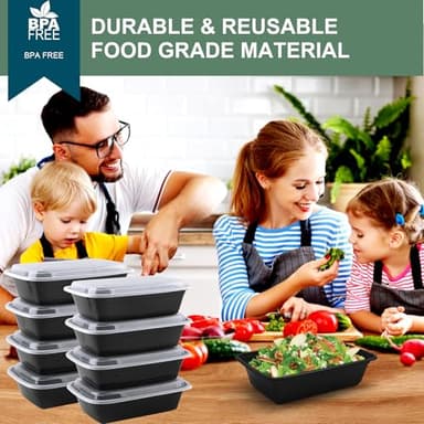vivigu 50 Pack Meal Prep Containers 38 oz, Leakproof To Go Food Containers, Disposable & Reusable Food Prep Containers for Takeout, Food Storage Containers BPA-Free, Microwave/Dishwasher/Freezer Safe - Image 5