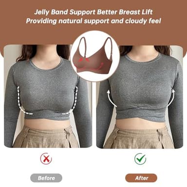 OEAK Womens Wireless Bras Comfortable Push Up Bra No Underwire Bra Full Support Lift Bralette Everyday Seamless Tshirt Bras L Coffee - Image 4