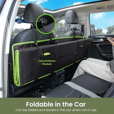 Dog Car Seat Cover for Back Seat, Waterproof Leather Fabric Back Seat Extender for dogs 52.4 * 24.4in, Foldable in The Car, Hard PVC Panels Bottom Support to 330 lbs, for Cars/Mid-Size SUV/Small Truck - Image 8