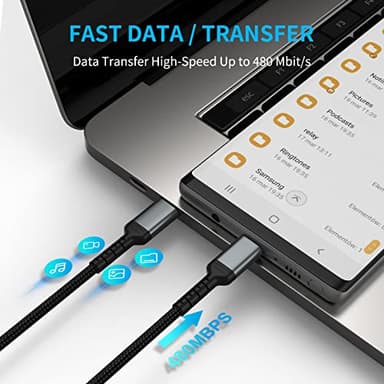 6 Inch USB C Charger Cord, 2 Pack Short USB C to C Cable Braided Fast Charging USBC Cable Compatible with iPhone 15 Samsung Galaxy S23 Ultra Google Pixel - Image 5