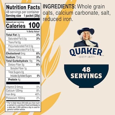 Quaker Instant Oatmeal, Original, Individual Packets, 0.98 Ounce , 48 Count (Pack of 1 ) - Image 2