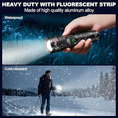 Esgreen Rechargeable Flashlights High Lumens 2000 Single 2 Modes, Super Bright LED Flashlight USB C Long Distance 3280ft, Powerful Long Lasting 10H Heavy Duty Strong Flash Light for Camping Hiking - Image 7