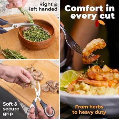 Gidli Kitchen Scissors & Shears 2 Pack - Lifetime Replacement Warranty* - Heavy Duty Kitchen Scissors - Stainless Steel All Purpose Ultra Sharp Cutting Scissor for Food and Meat, Dishwasher Safe - Image 6