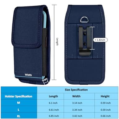 ACCKUO Phone Holster for Belt with Metal Clip and Magnetic Closure Compatible with iPhone 16/15/14/13/12 Pro and Non-Pro, Galaxy S25 S24 S23 S22 for Everyday Protection, M-Blue - Image 6