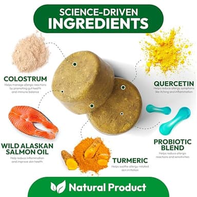 Dog Allergy Relief Chews - 170 Dog Allergy Chews - Itch Relief for Dogs - Omega 3 Fish Oil, Probiotics for Itchy Skin & Hot Spots Allergies, Paw Licking - Dry Skin & Coat Supplement - Immune Health - Image 3