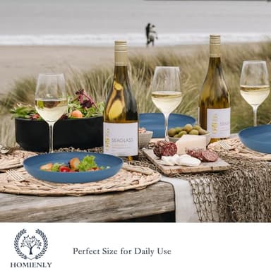 Homienly Dinner Plates Set - Alternative to Plastic, Wheat Straw - Set of 8, Lightweight, Microwave & Dishwasher Safe, Unbreakable Salad Plates (Blue, 10 inch) - Image 6