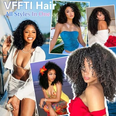 VFFTI Kinky Curly Half Wig Human Hair 200 Density 3 In 1 Drawstring Seamless Flip Half Wigs Wear Go Glueless Wigs Human Hair 18 Inch Curly Half Wig for Women Drawstring Headband Wig Beginner Friendly - Image 6