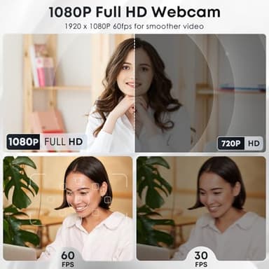 Shcngqio 1080P HD Webcam with Microphone, Noise Cancellation, Privacy Cover, Wide-Angle Lens, Auto Light Correction, Plug & Play USB Webcam for Laptop, Desktop, PC, Mac, Zoom, Skype, Streaming (Black) - Image 2
