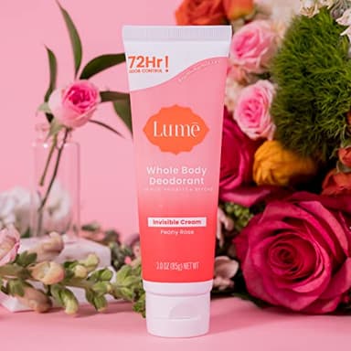 Lume Whole Body Deodorant - Invisible Cream Tube - 72 Hour Odor Control - Aluminum Free, Baking Soda Free, Skin Safe - 3.0 ounce (Peony Rose) - Image 9