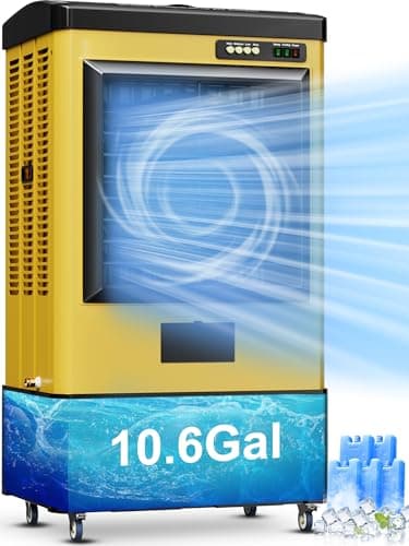 Uthfy 4800 CFM Swamp Cooler Air Conditioner, 41" Evaporative Air Cooler with 10.6 Gal Water Tank, 3 Speeds, 120°Oscillation, 3 Ice Packs, Outdoor Air Conditioner for Garage, Patio, Yard, Factory - Image 1