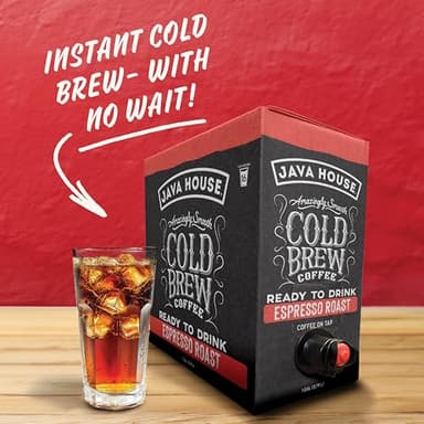 Java House Cold Brew Coffee on Tap – Premium 100% Arabica Dark Roast – Smooth Espresso Flavor with Dark Chocolate Notes – 1 Gallon Box (16 Servings) – Ready to Drink, No Brewing Required, Fridge-Friendly - Image 4