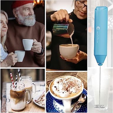 Powerful Milk Frother Handheld Foam Maker, Mini Whisk Drink Mixer for Coffee, Cappuccino, Latte, Matcha, Hot Chocolate, No Stand, Sky Blue - Image 5