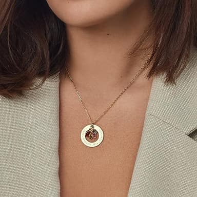 Birthstone Necklace for Mom 1 to 5 Kids Names and Birth Month Stones, Custom Family Jewelry for Women, Personalized Birthday Day, Mother's Day Gift for Wife Girlfriend, Grandma, 18k Gold Plated - Image 2