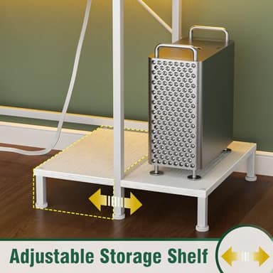 Korfile Computer Gaming Desk with Hutch, Home Office Desk with Power Outlets, LED Light, 5 Storage Drawers, 2 Tiers Shelves for Display, 47 Inch Modern Study Writing Table for Bedroom, White - Image 7